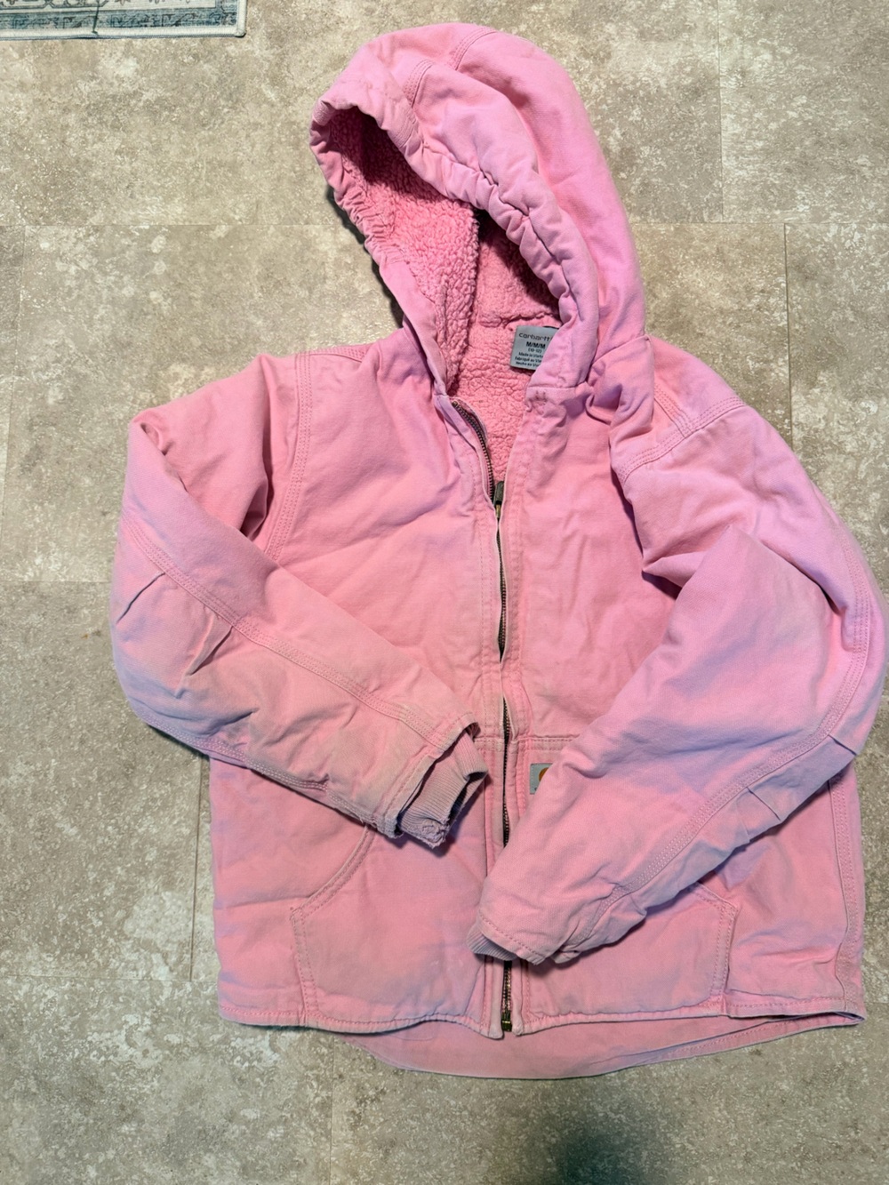 Carhartt Pink Hooded Sherpa-Lined Kids Jacket